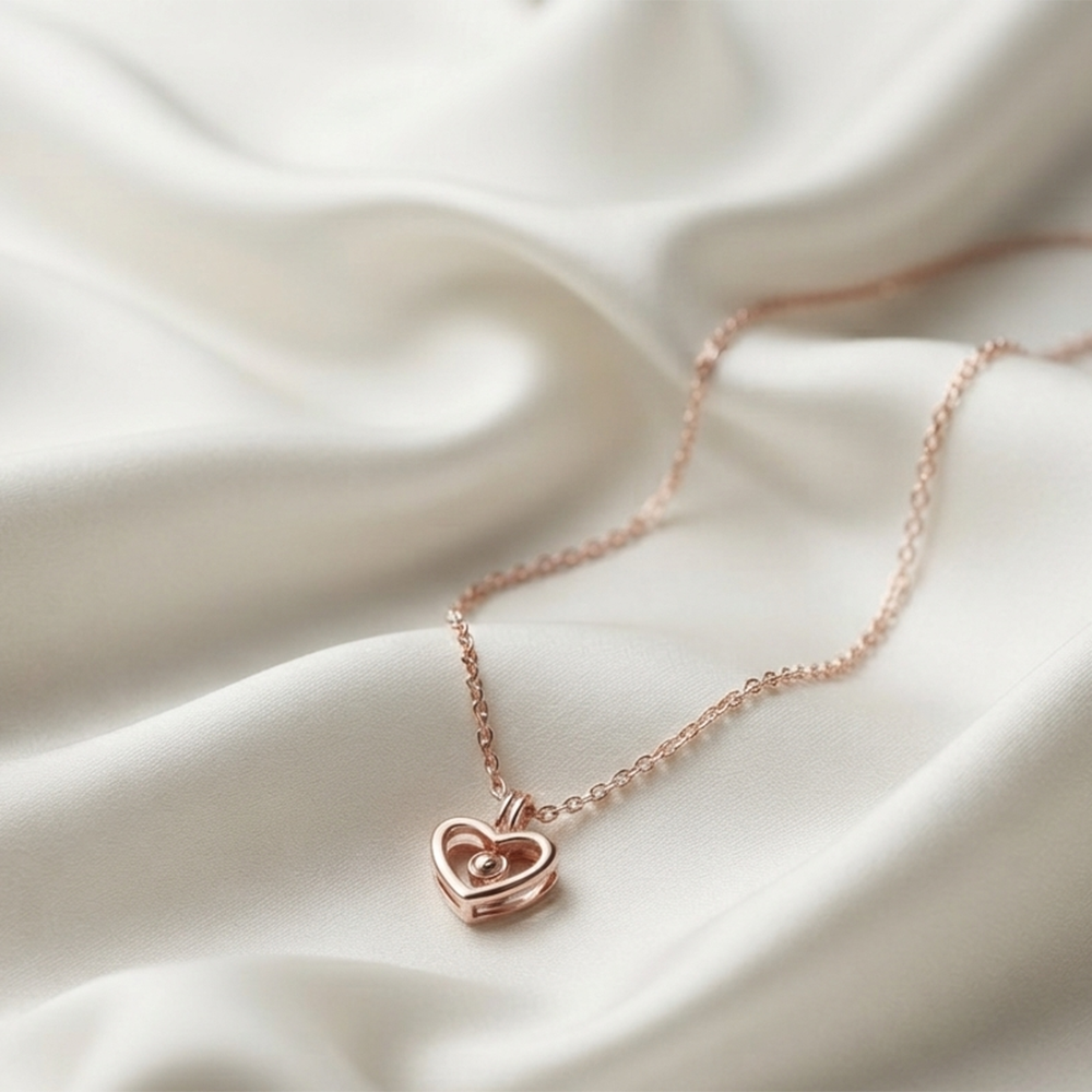 The99Jewel Modern Rose Gold Plated Heart Shape Pendant Chain for Women