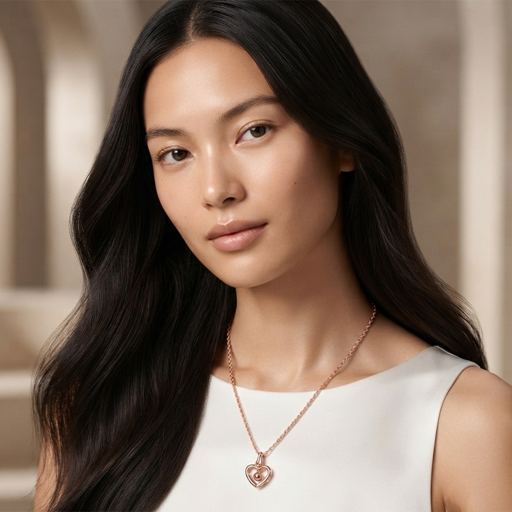 The99Jewel Modern Rose Gold Plated Heart Shape Pendant Chain for Women