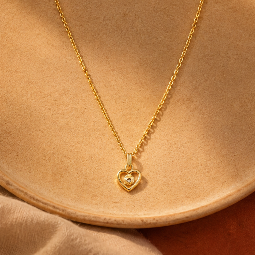 The99Jewel Modern Gold Plated Heart Shape Chain Pendant for Women 