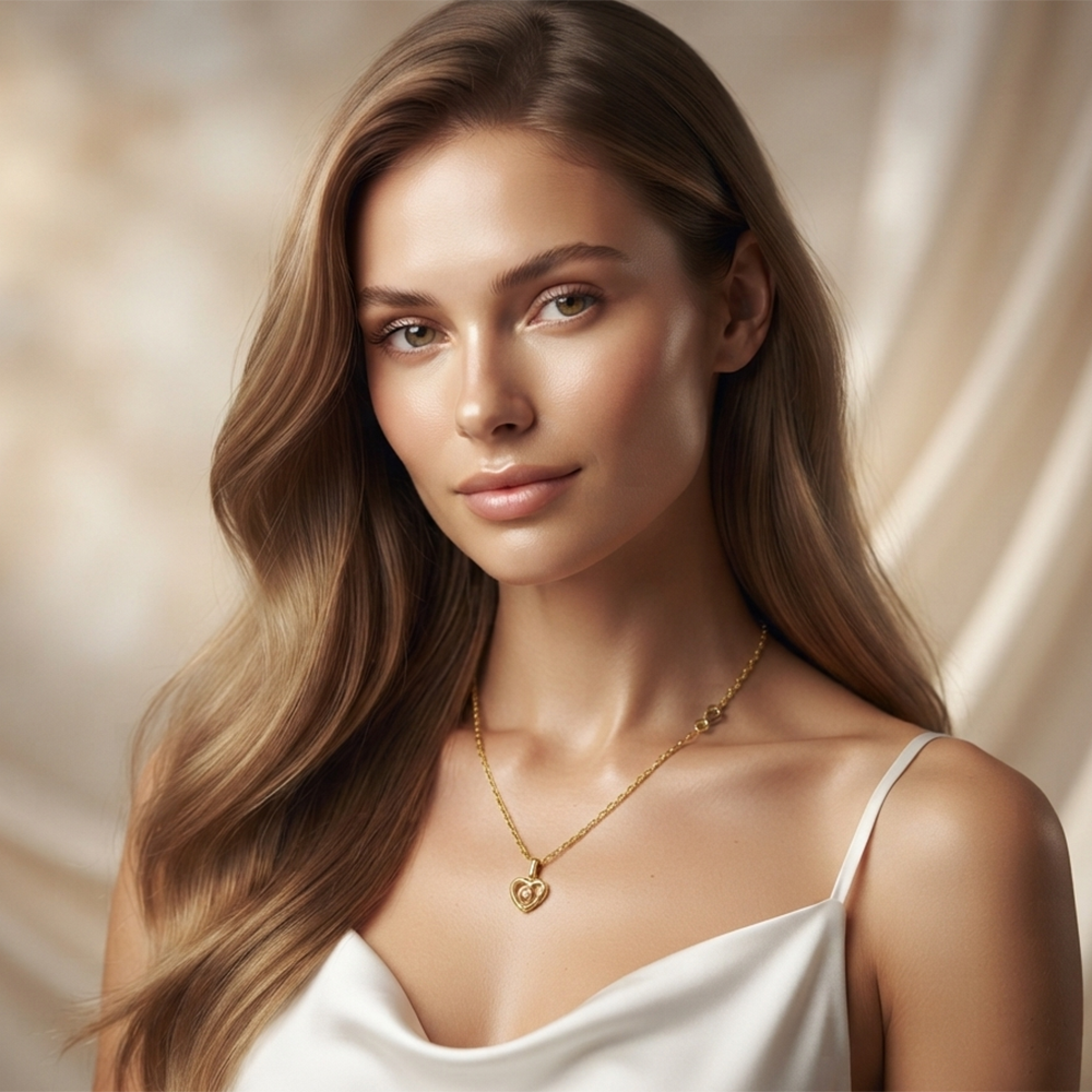 The99Jewel Modern Gold Plated Heart Shape Chain Pendant for Women