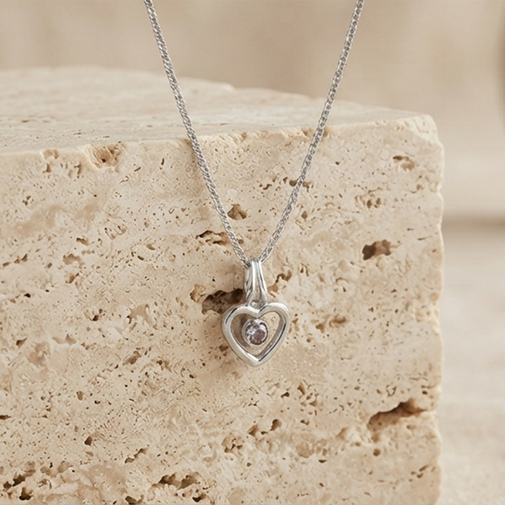 The99Jewel Modern Silver Plated Heart Shape Pendant Chain for Women