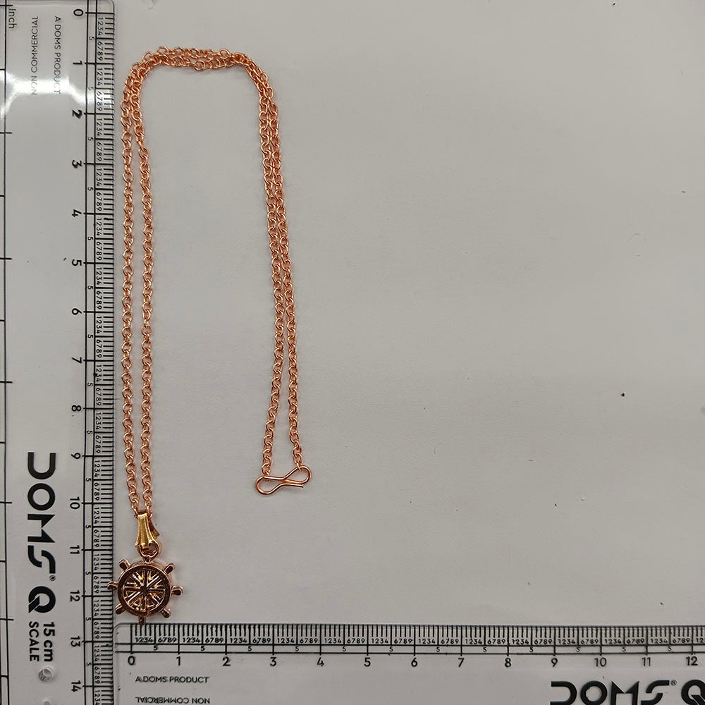 The99Jewel Modern Rose Gold Plated Ship Wheel Shape Pendant Chain for Women