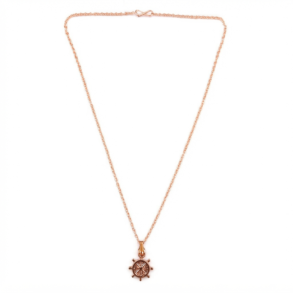 The99Jewel Modern Rose Gold Plated Ship Wheel Shape Pendant Chain for Women
