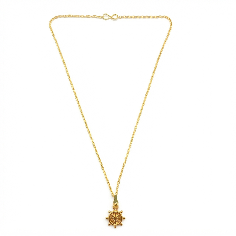 The99Jewel Modern Gold Plated Ship Wheel Shape Chain Pendant for Women