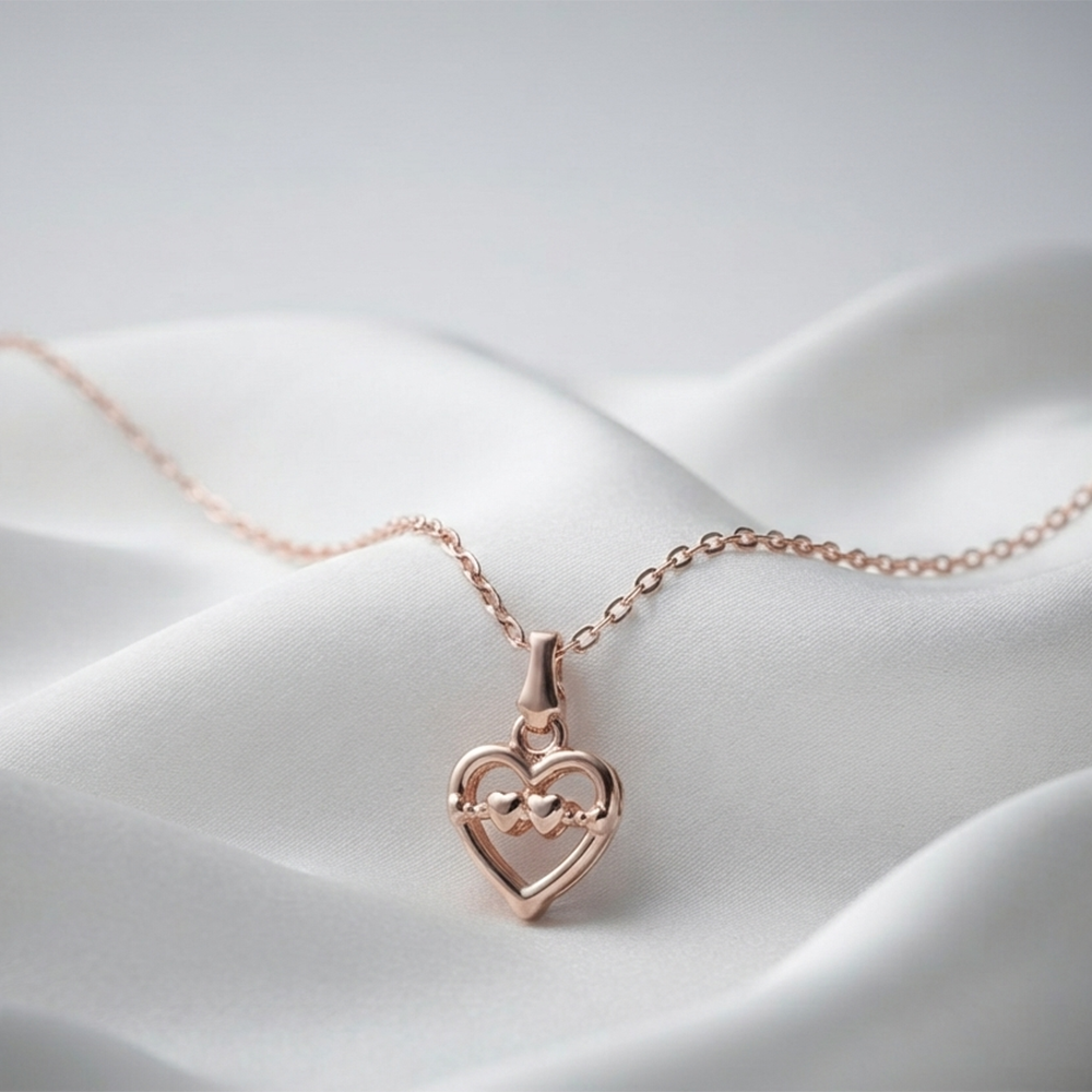 The99Jewel Modern Rose Gold Plated Heart Shape Pendant Chain for Women