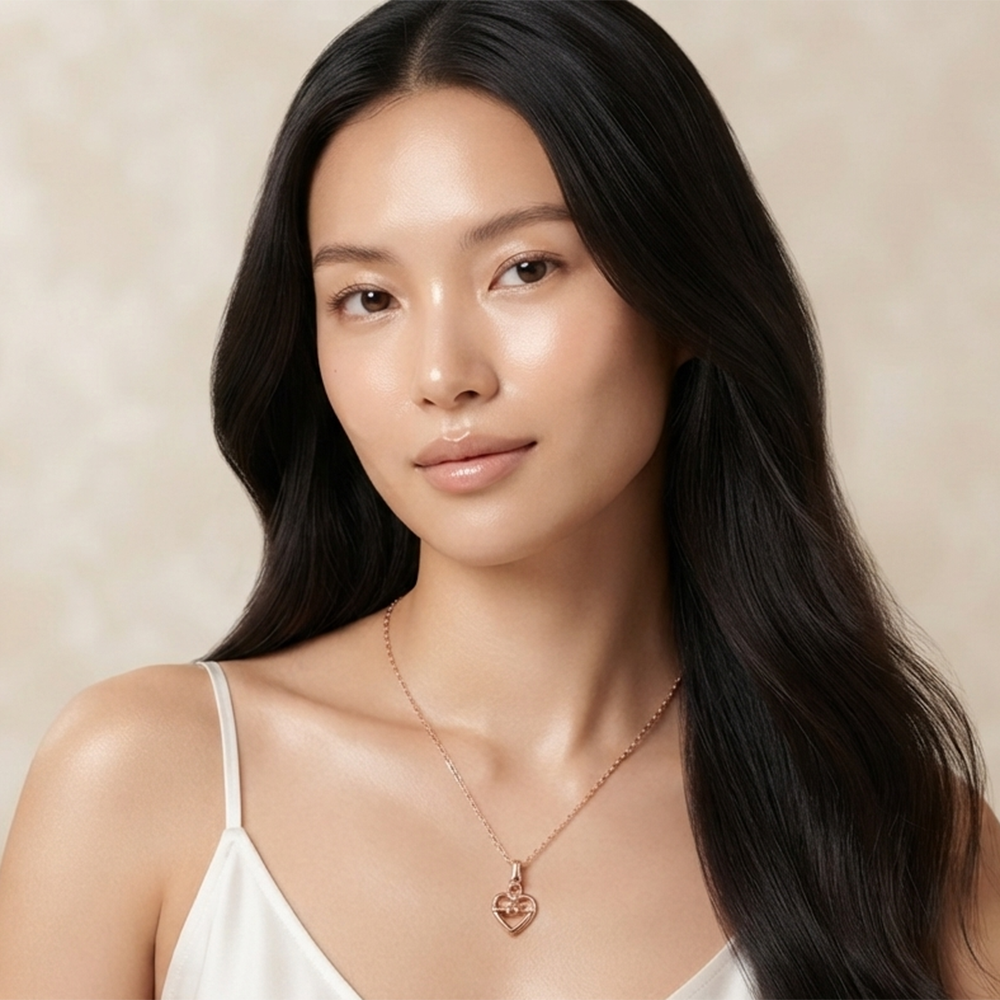 The99Jewel Modern Rose Gold Plated Heart Shape Pendant Chain for Women