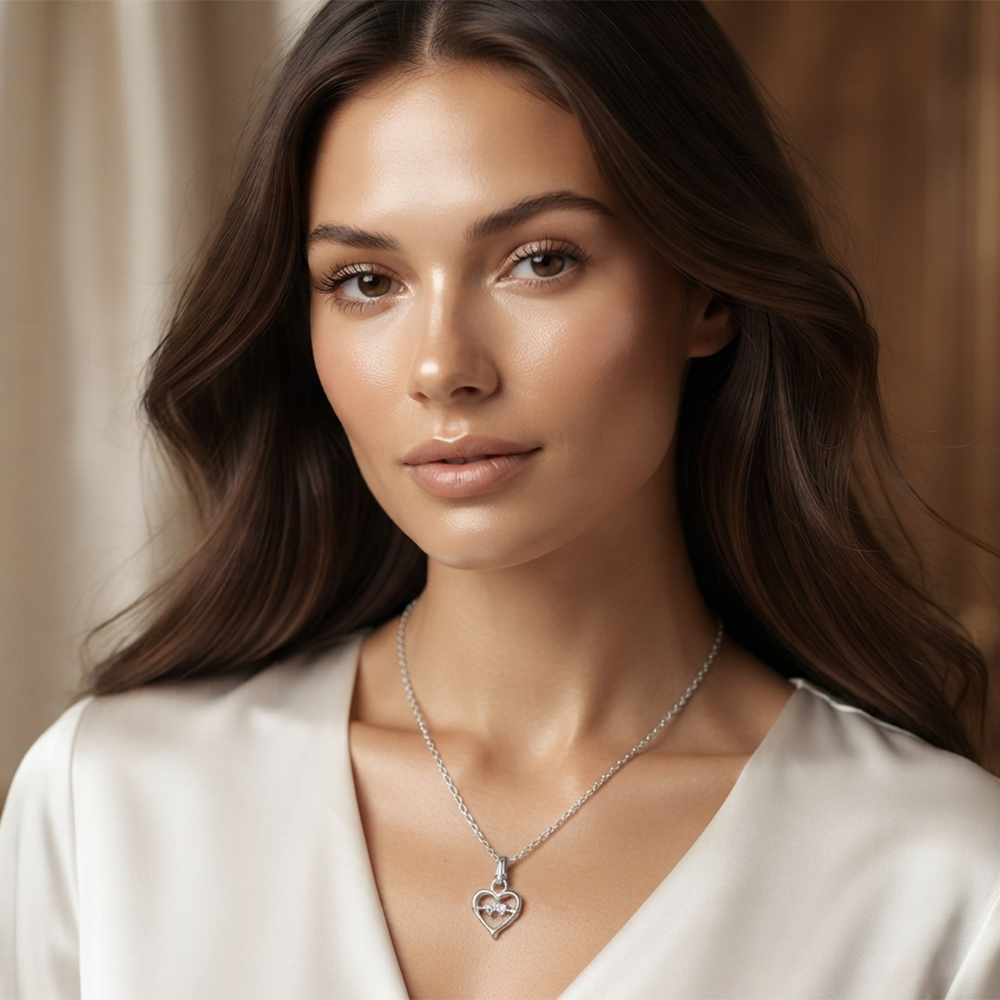 The99Jewel Modern Silver Plated Heart Shape Pendant Chain for Women