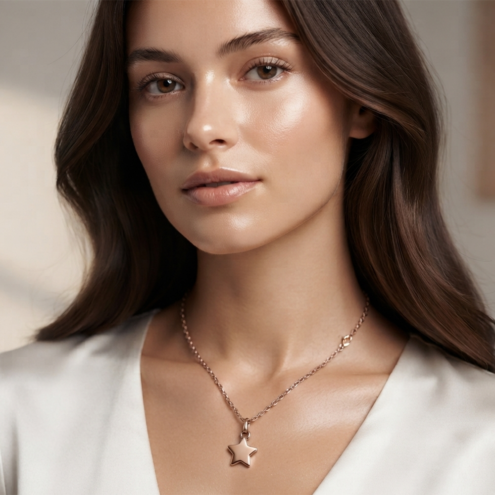 The99Jewel Modern Rose Gold Plated Star Shape Pendant Chain for Women