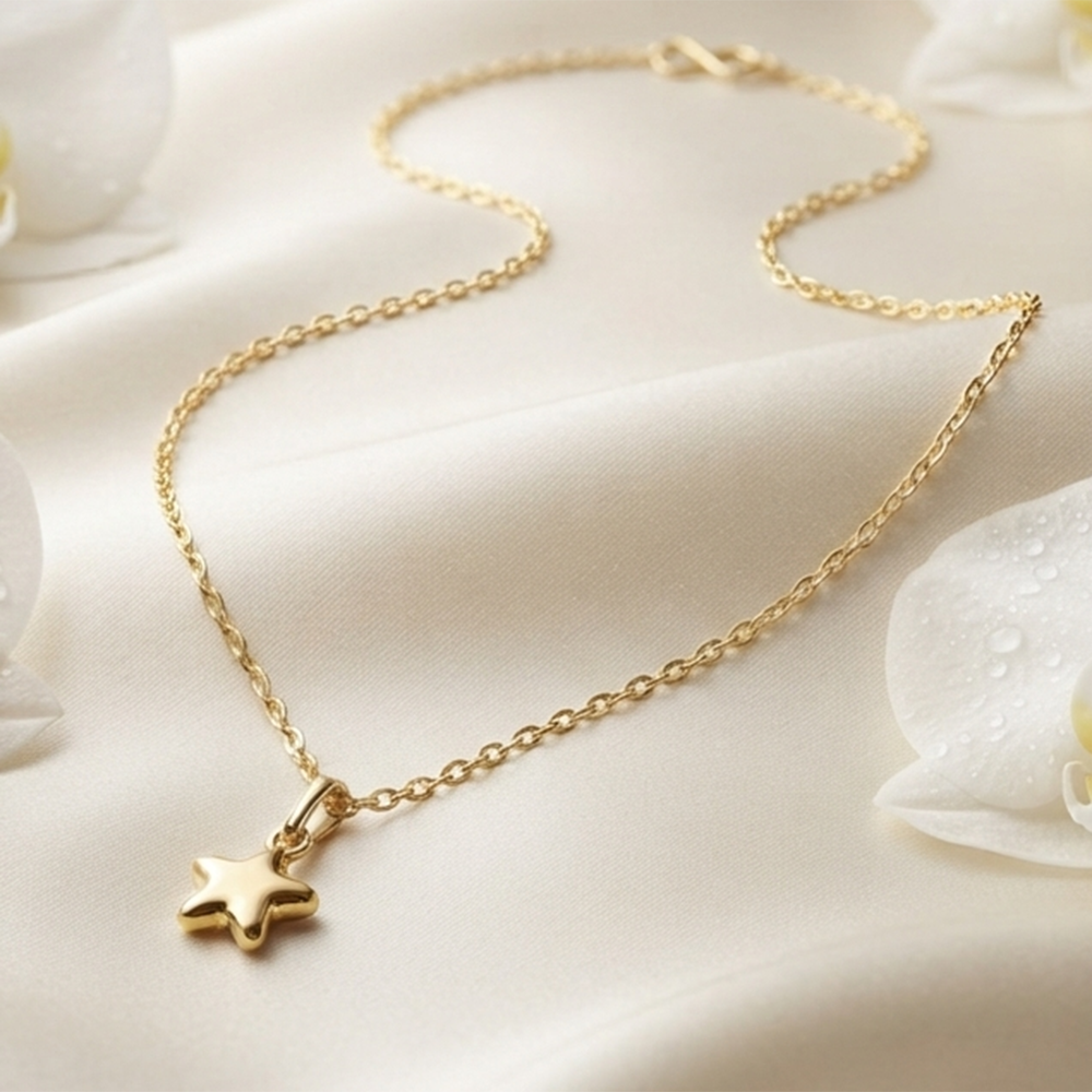 The99Jewel Modern Gold Plated Star Shape Chain Pendant for Women 