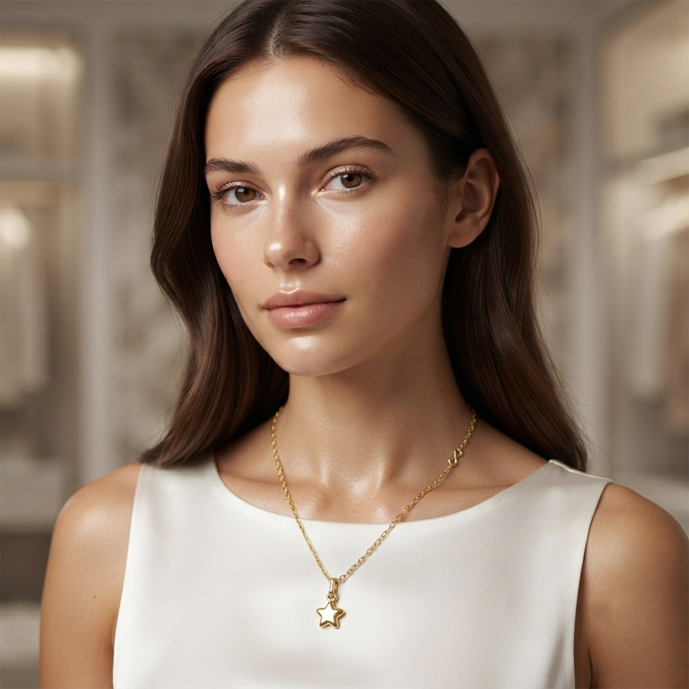 The99Jewel Modern Gold Plated Star Shape Chain Pendant for Women