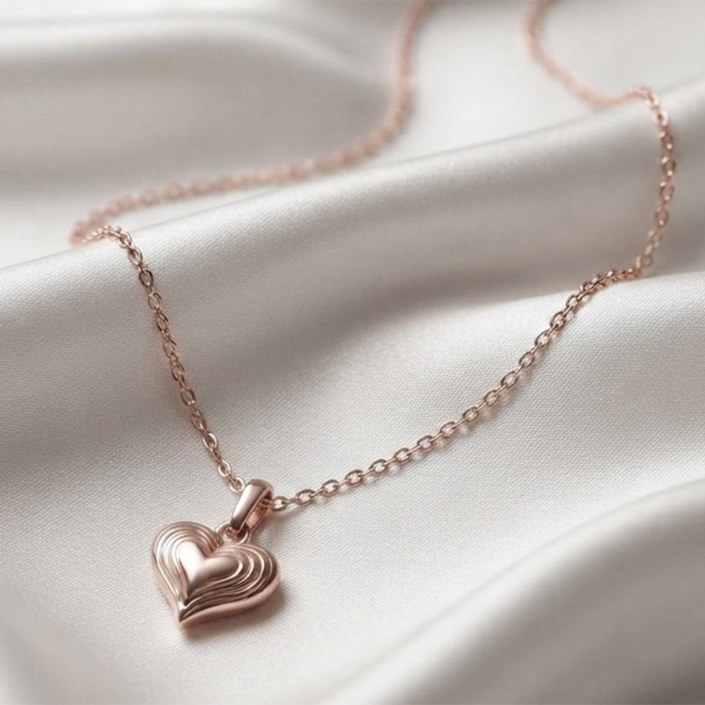 The99Jewel Modern Rose Gold Plated Heart Shape Pendant Chain for Women