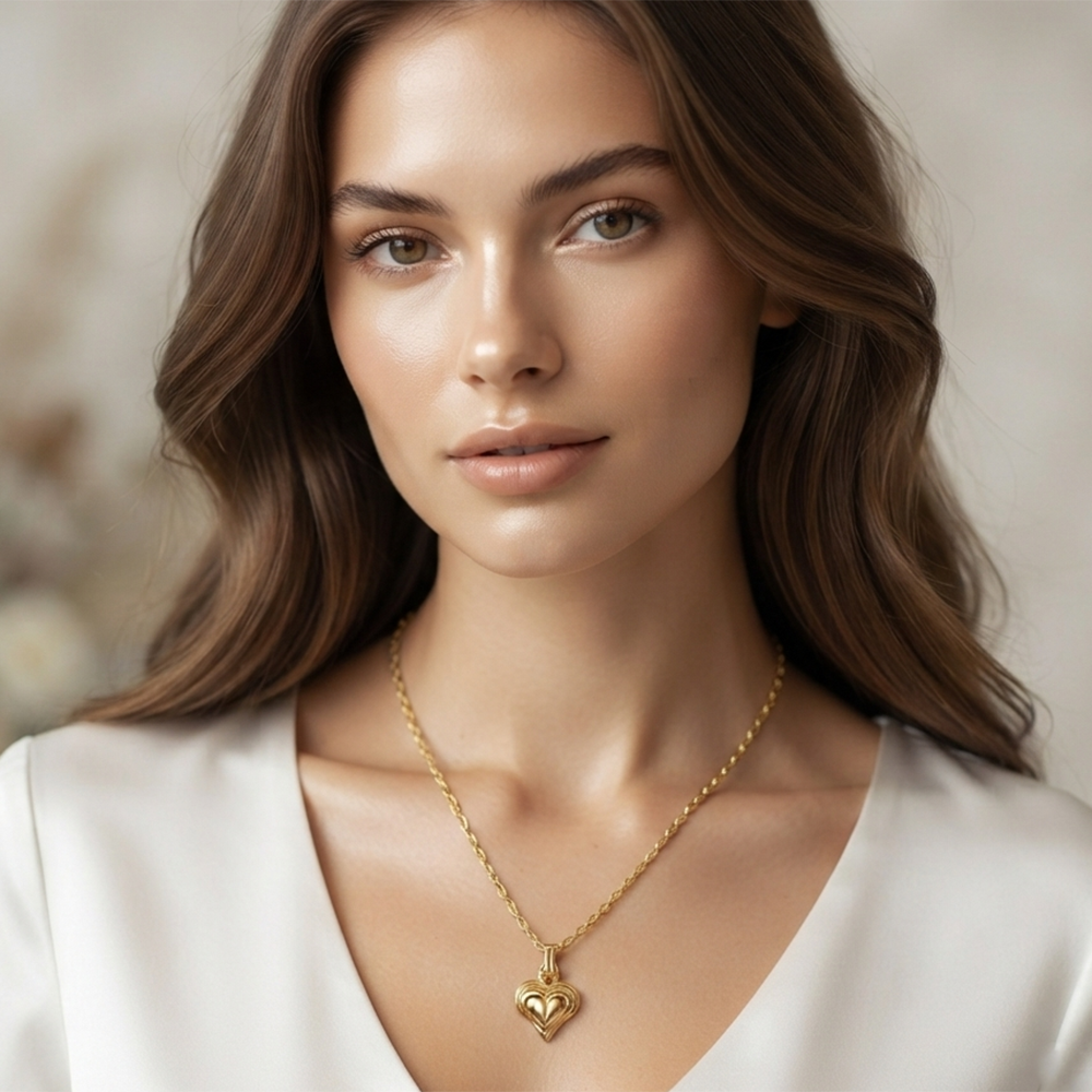 The99Jewel Modern Gold Plated Heart Shape Chain Pendant for Women