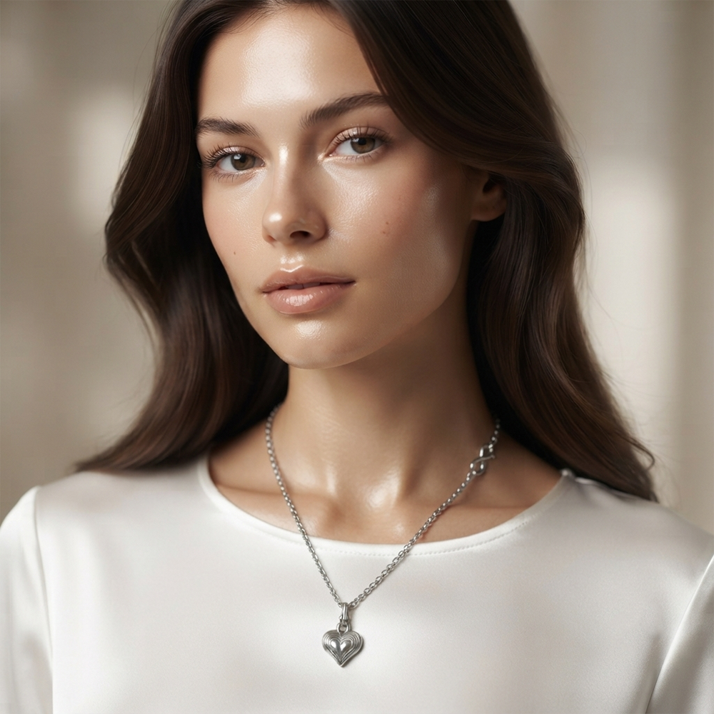 The99Jewel Modern Silver Plated Heart Shape Pendant Chain for Women