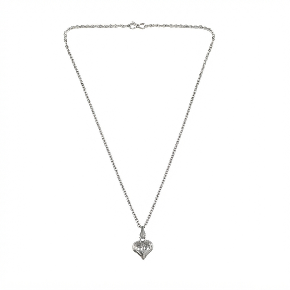 The99Jewel Modern Silver Plated Heart Shape Pendant Chain for Women