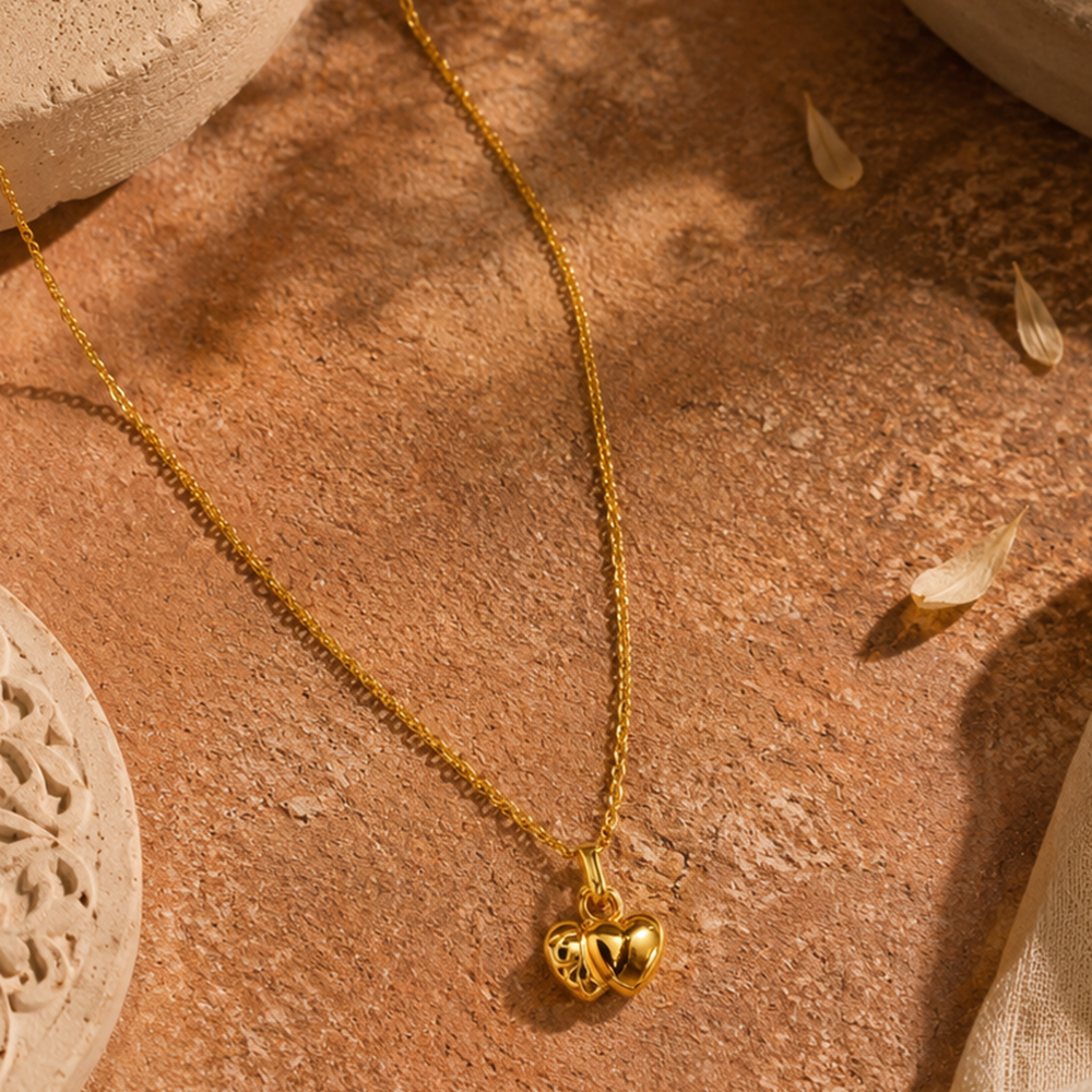 The99Jewel Modern Gold Plated Heart Shape Chain Pendant for Women