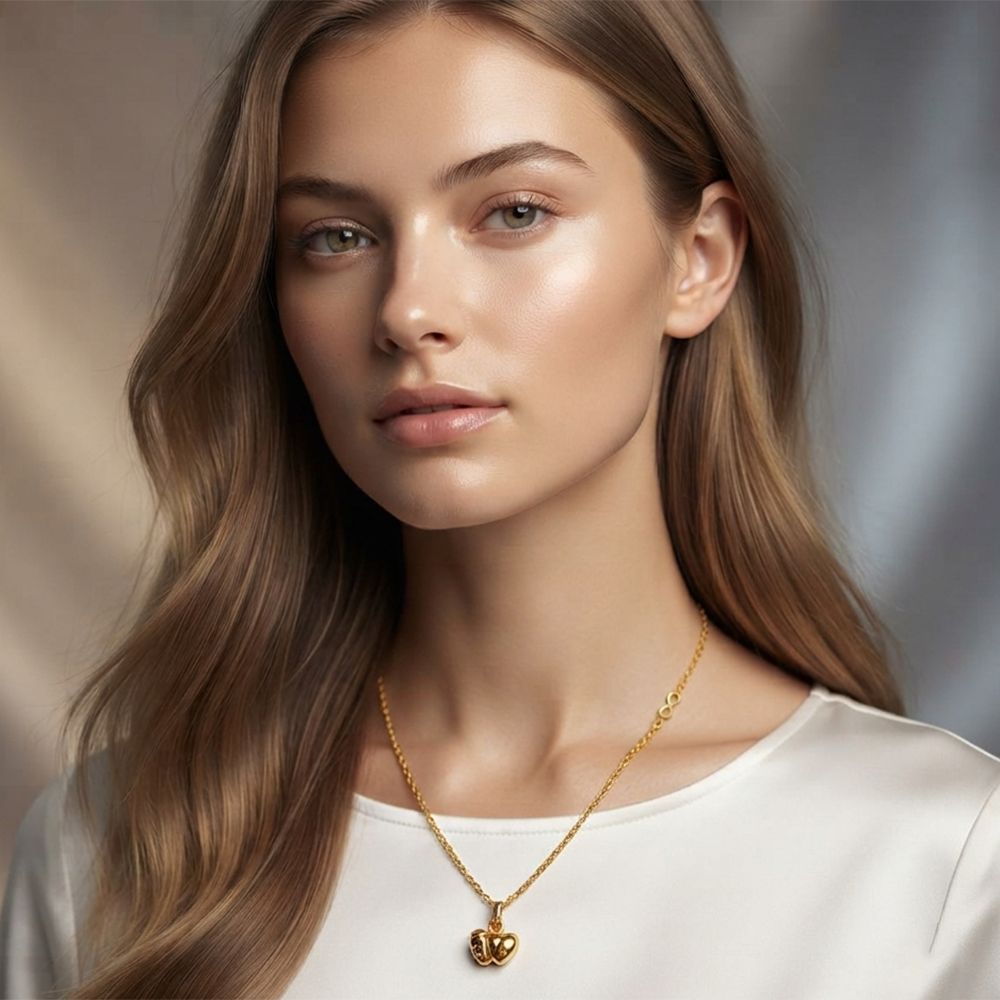 The99Jewel Modern Gold Plated Heart Shape Chain Pendant for Women 