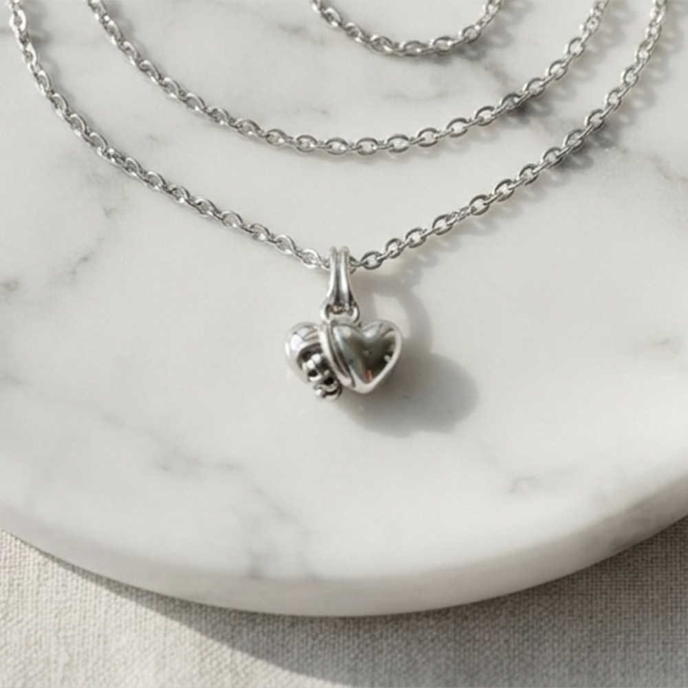The99Jewel Modern Silver Plated Heart Shape Pendant Chain for Women