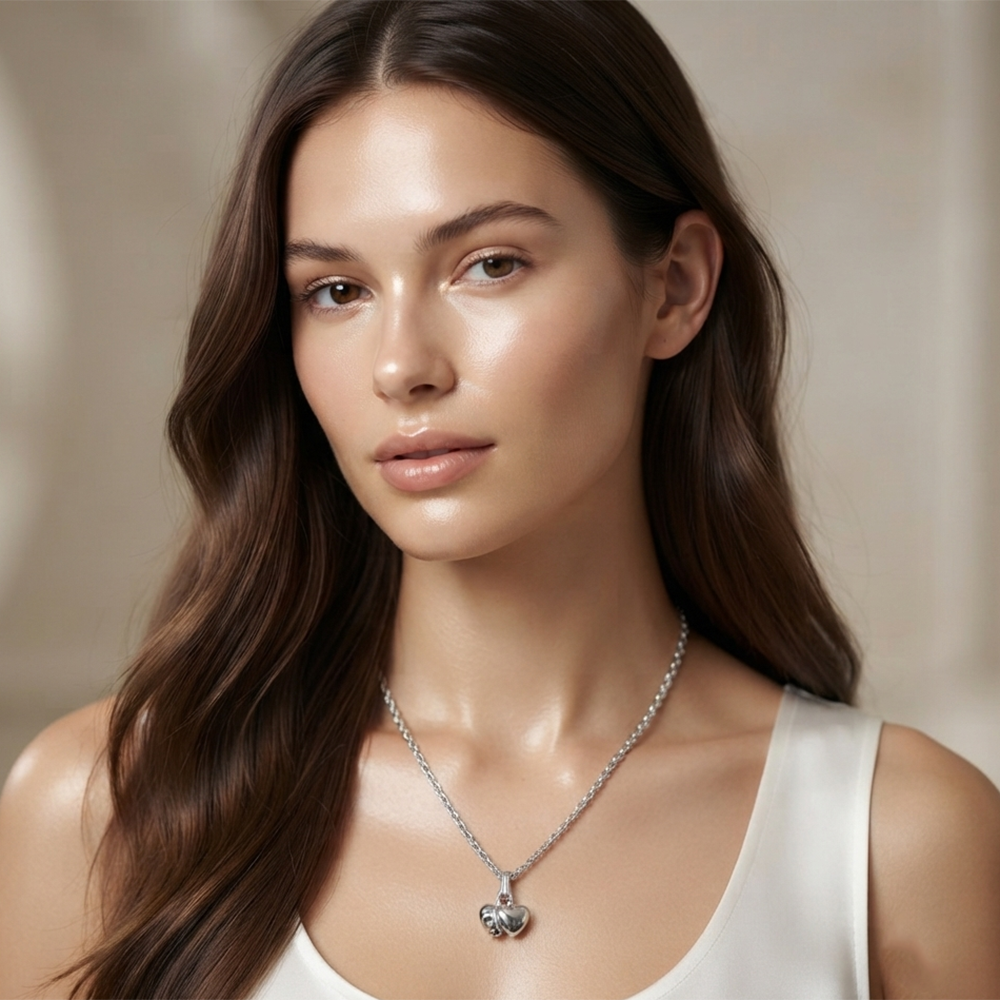 The99Jewel Modern Silver Plated Heart Shape Pendant Chain for Women