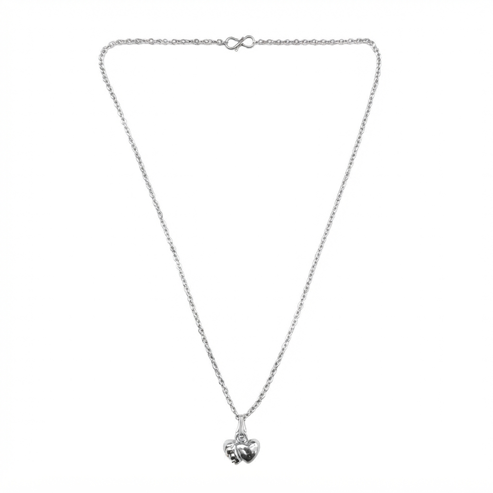 The99Jewel Modern Silver Plated Heart Shape Pendant Chain for Women