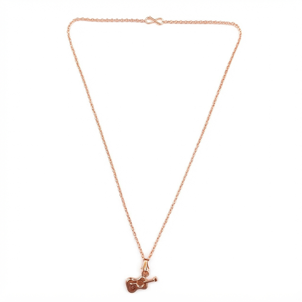The99Jewel Casual Rose Gold Plated Guitar Shape Pendant Chain for Women