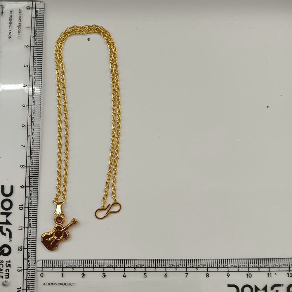 The99Jewel Stylish Gold Plated Guitar Shape Chain Pendant for Women
