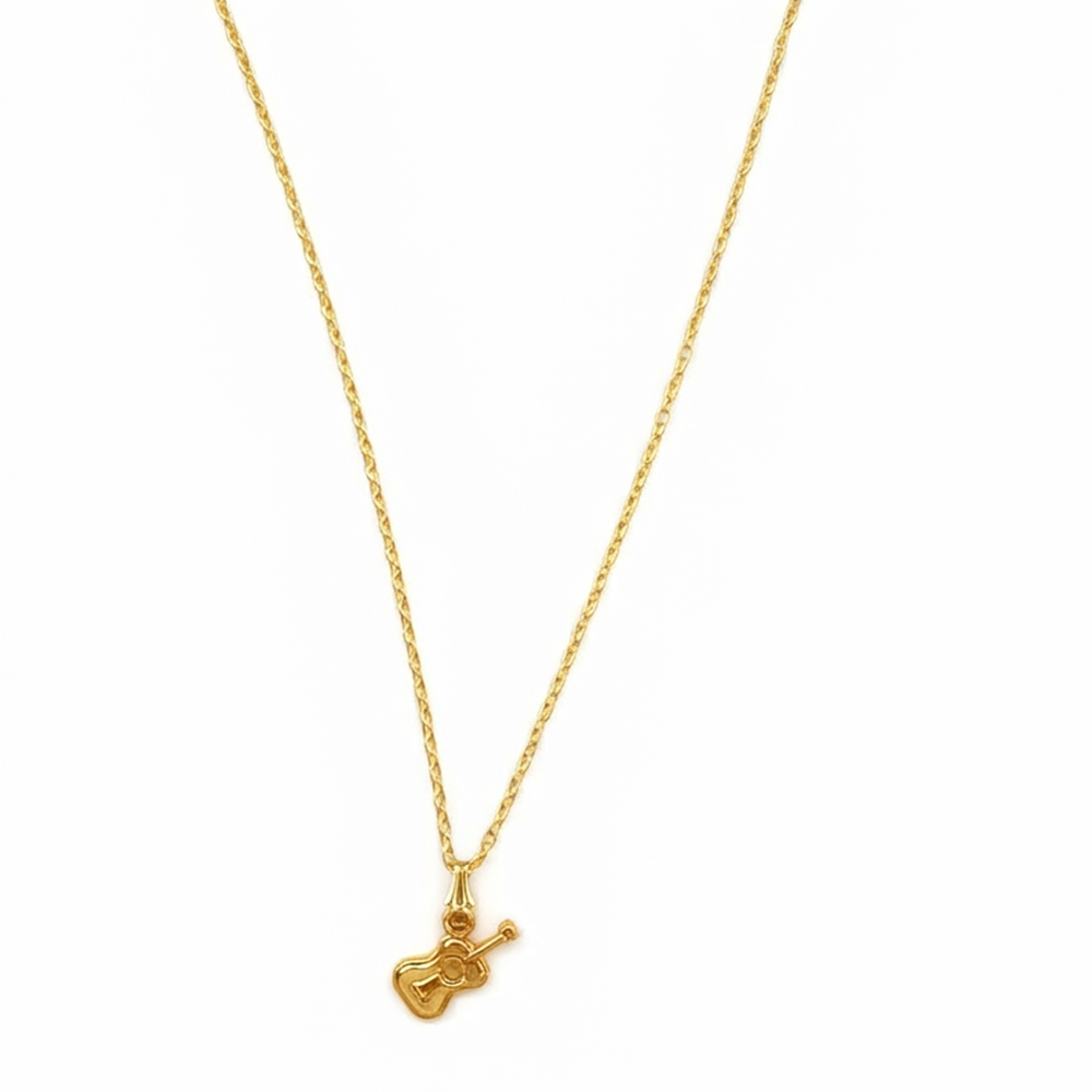 The99Jewel Stylish Gold Plated Guitar Shape Chain Pendant for Women