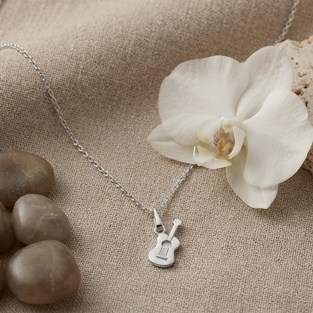 The99Jewel Casual Silver Plated Guitar Shape Pendant Chain for Women
