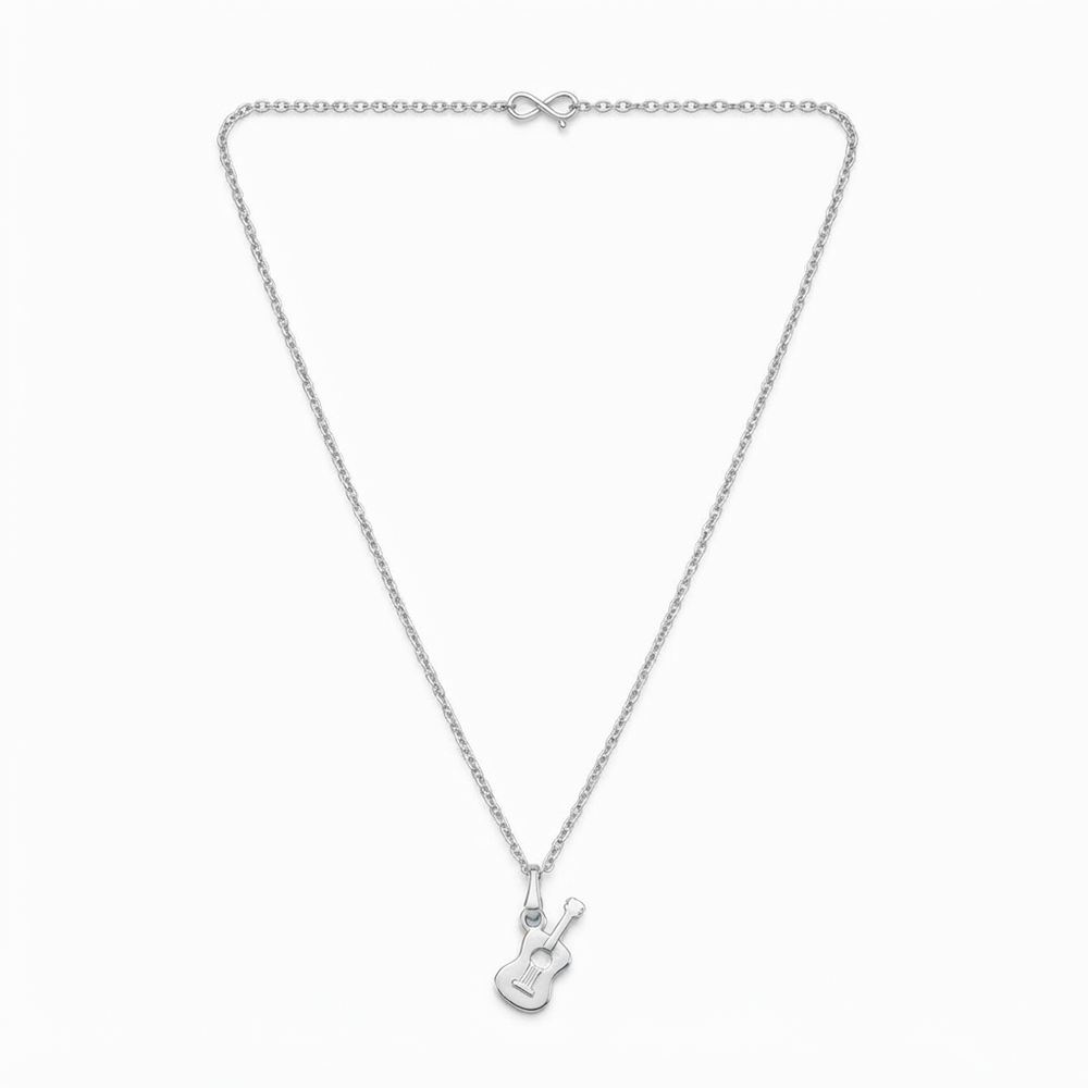The99Jewel Casual Silver Plated Guitar Shape Pendant Chain for Women