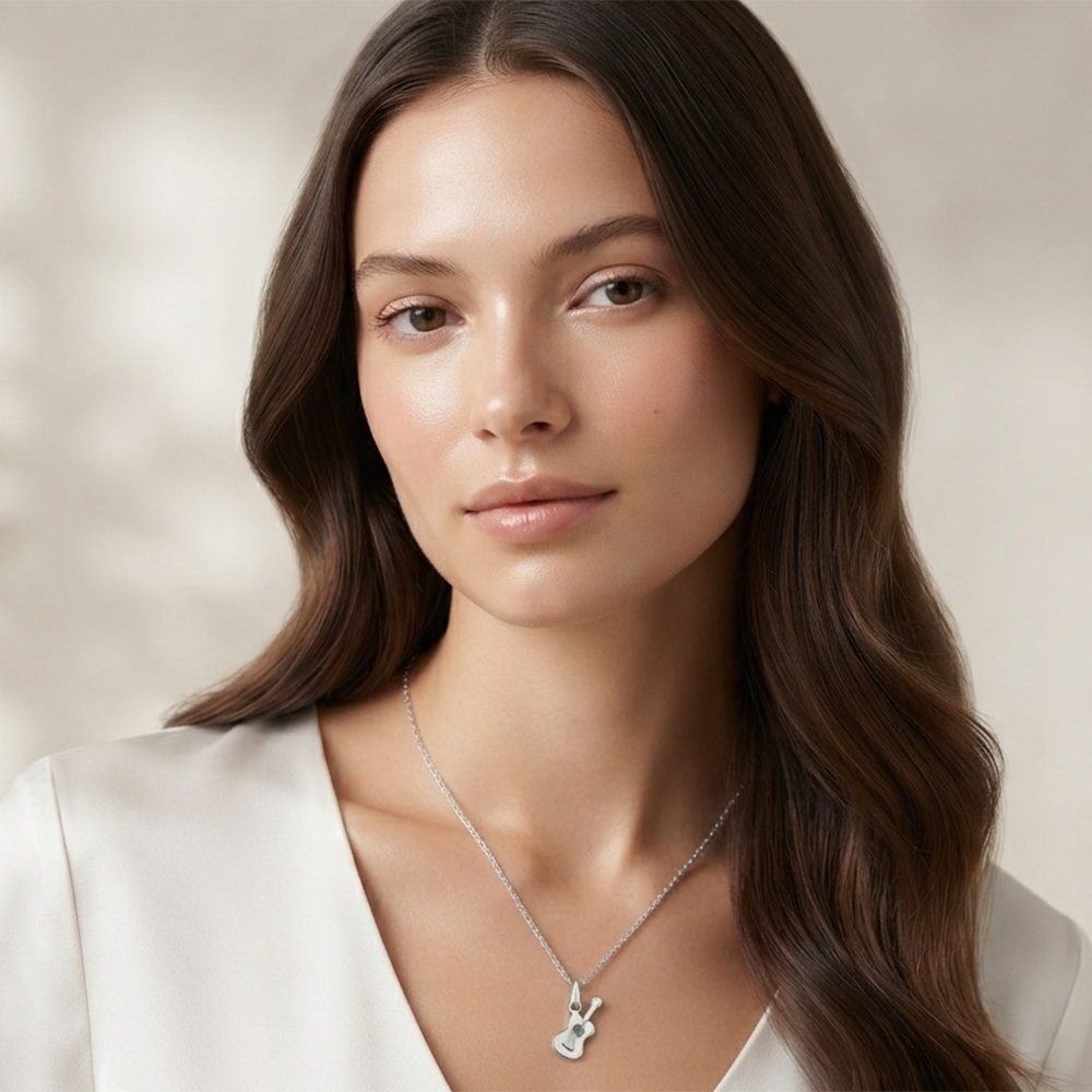 The99Jewel Casual Silver Plated Guitar Shape Pendant Chain for Women