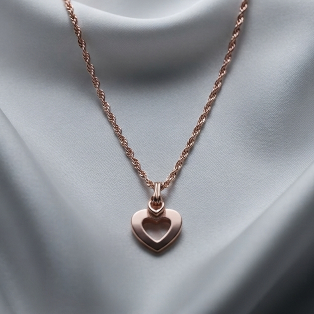 The99Jewel Casual Rose Gold Plated Heart Shape Pendant Chain for Women