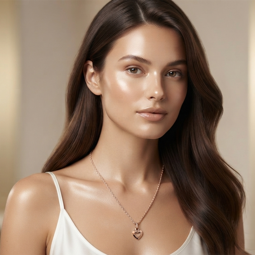 The99Jewel Casual Rose Gold Plated Heart Shape Pendant Chain for Women