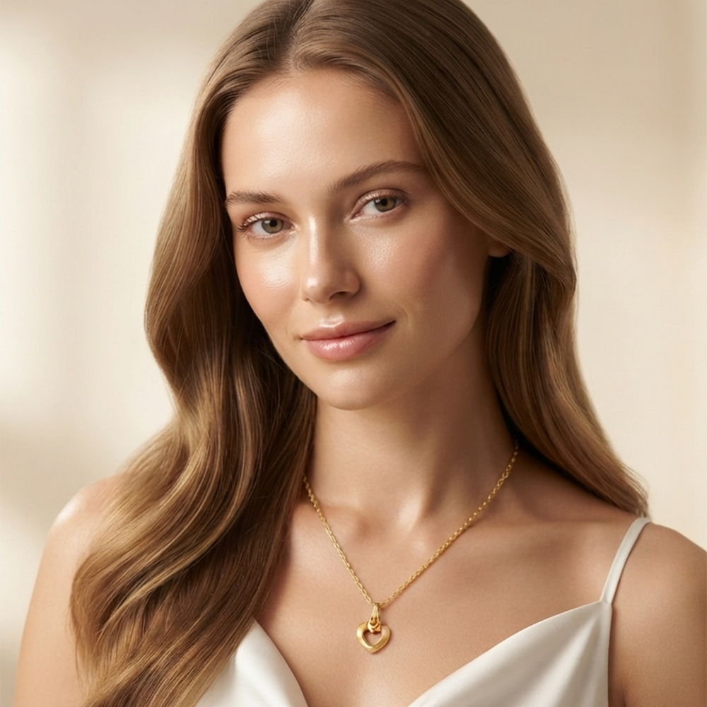 The99Jewel Modern Gold Plated Heart Shape Chain Pendant for Women 