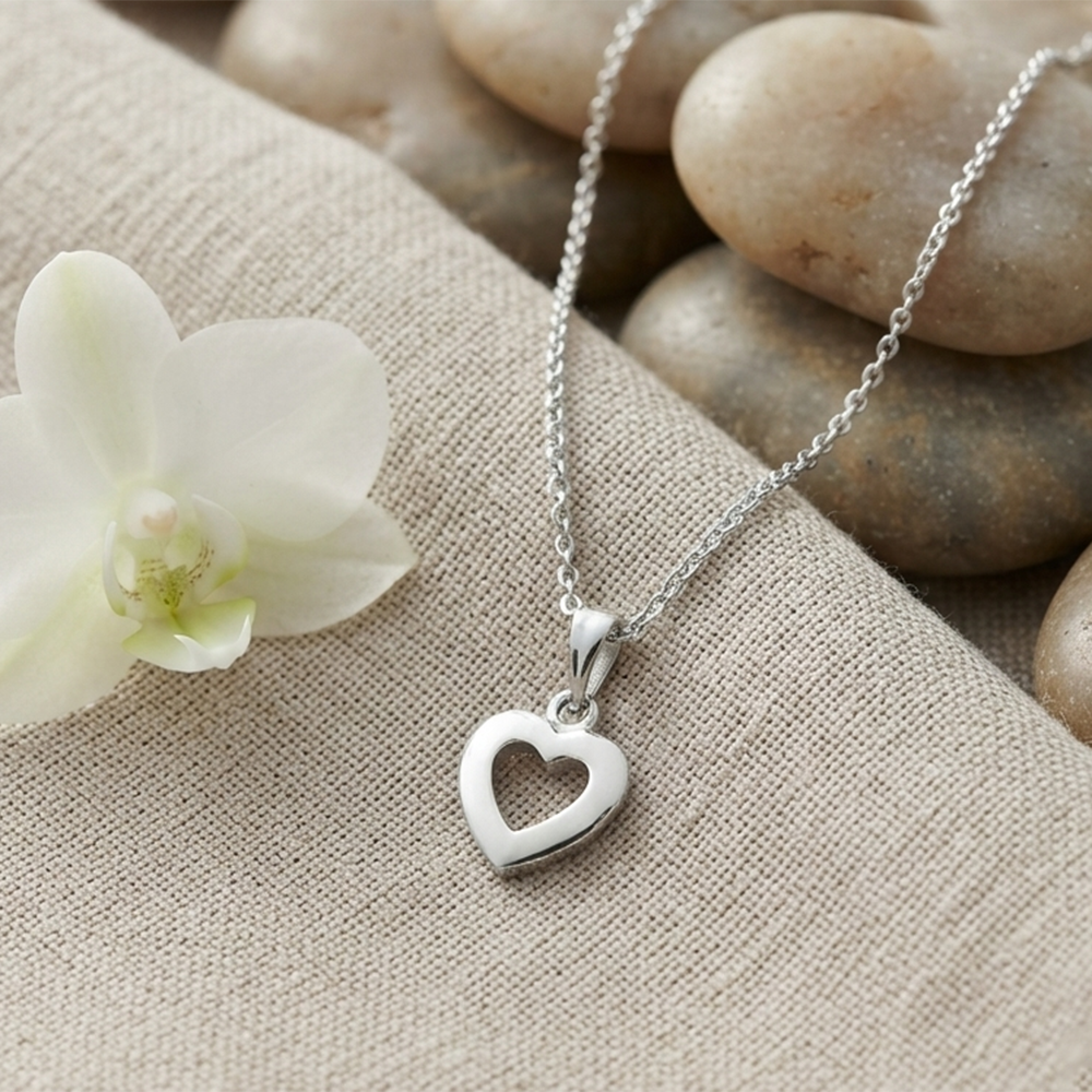 The99Jewel Casual Silver Plated Heart Shape Pendant Chain for Women