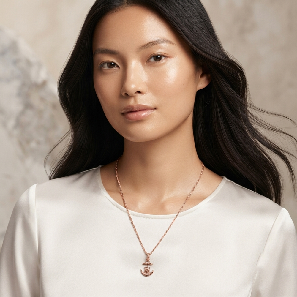 The99Jewel Casual Rose Gold Plated Anchor Shape Pendant Chain for Women