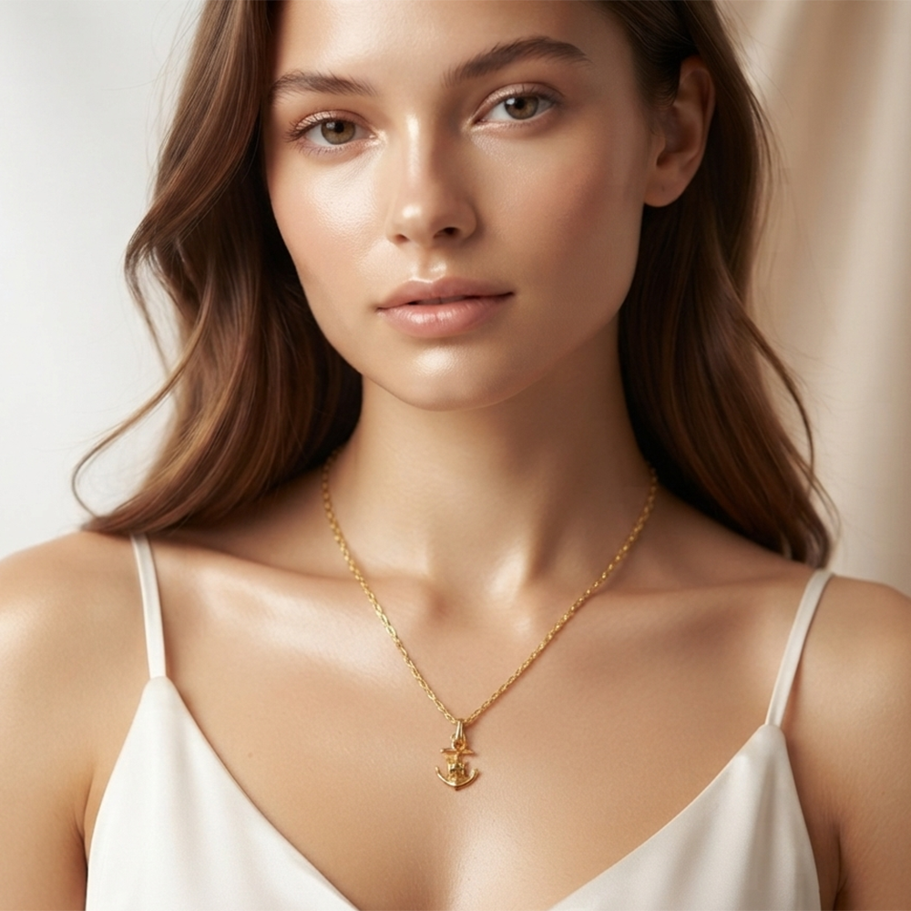 The99Jewel Modern Gold Plated Anchor Shape Chain Pendant for Women 
