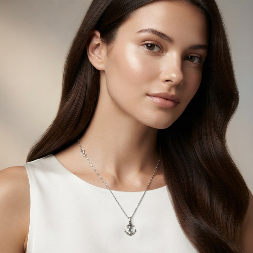 The99Jewel Casual Silver Plated Anchor Shape Pendant Chain for Women