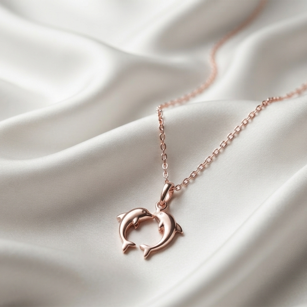 The99Jewel Casual Rose Gold Plated Dolphin Shape Pendant Chain for Women