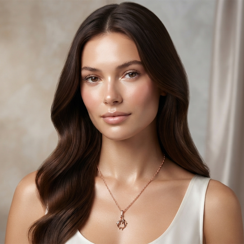 The99Jewel Casual Rose Gold Plated Dolphin Shape Pendant Chain for Women