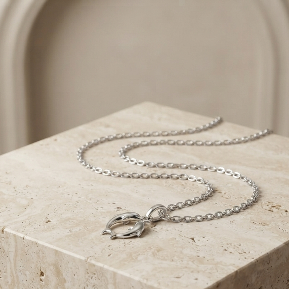 The99Jewel Casual Silver Plated Dolphin Shape Pendant Chain for Women