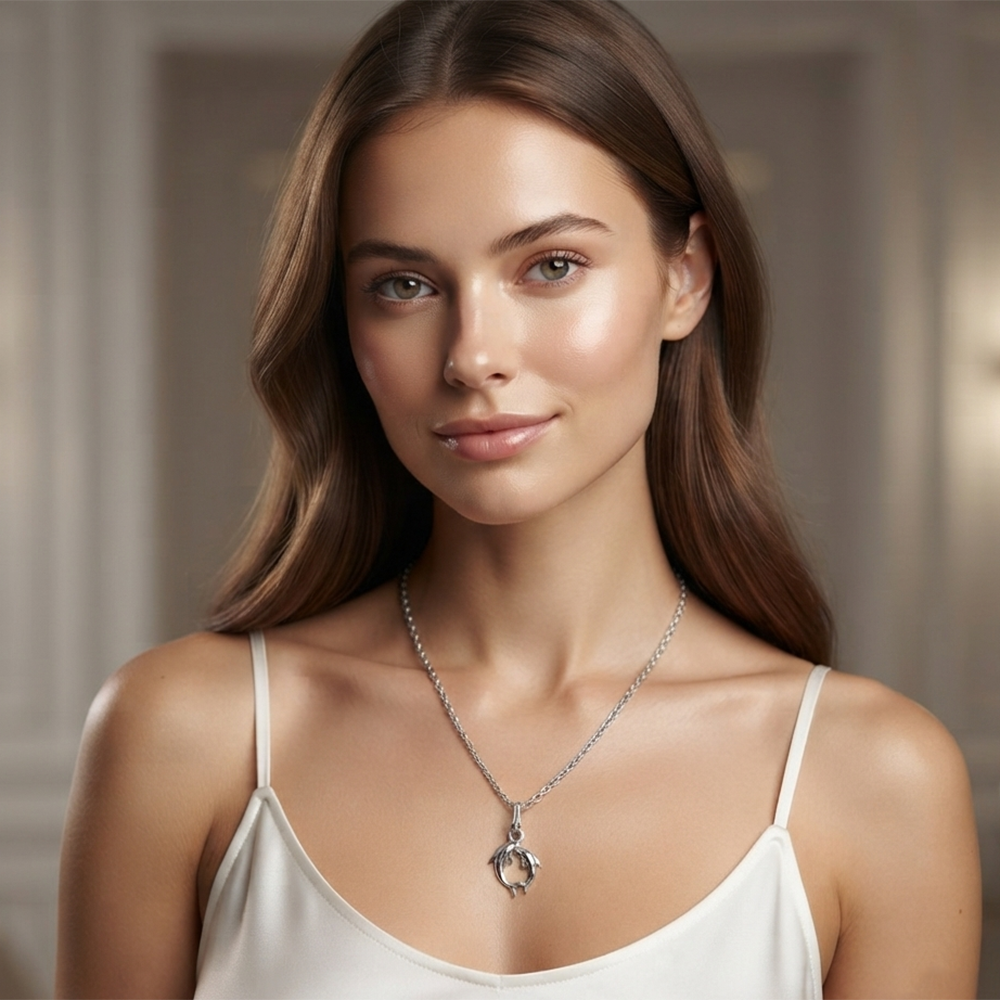 The99Jewel Casual Silver Plated Dolphin Shape Pendant Chain for Women