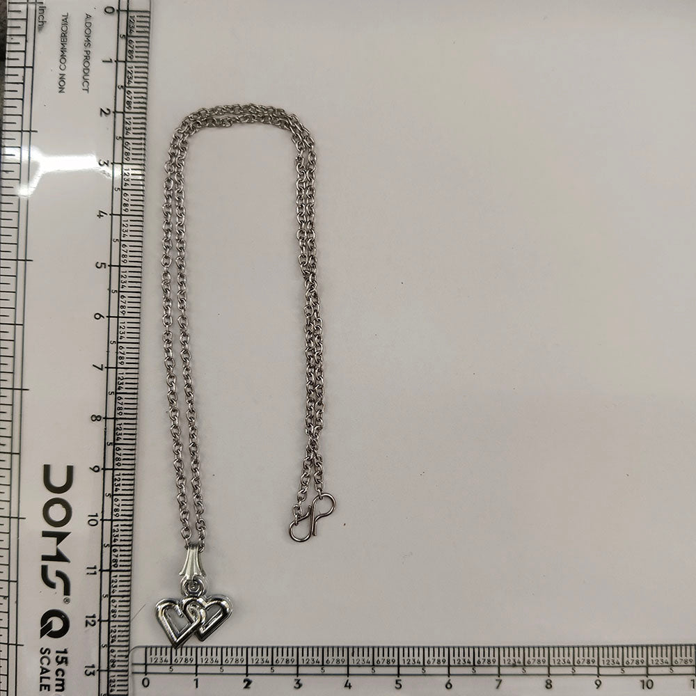 The99Jewel Casual Silver Plated Double Heart Shape Pendant Chain for Women