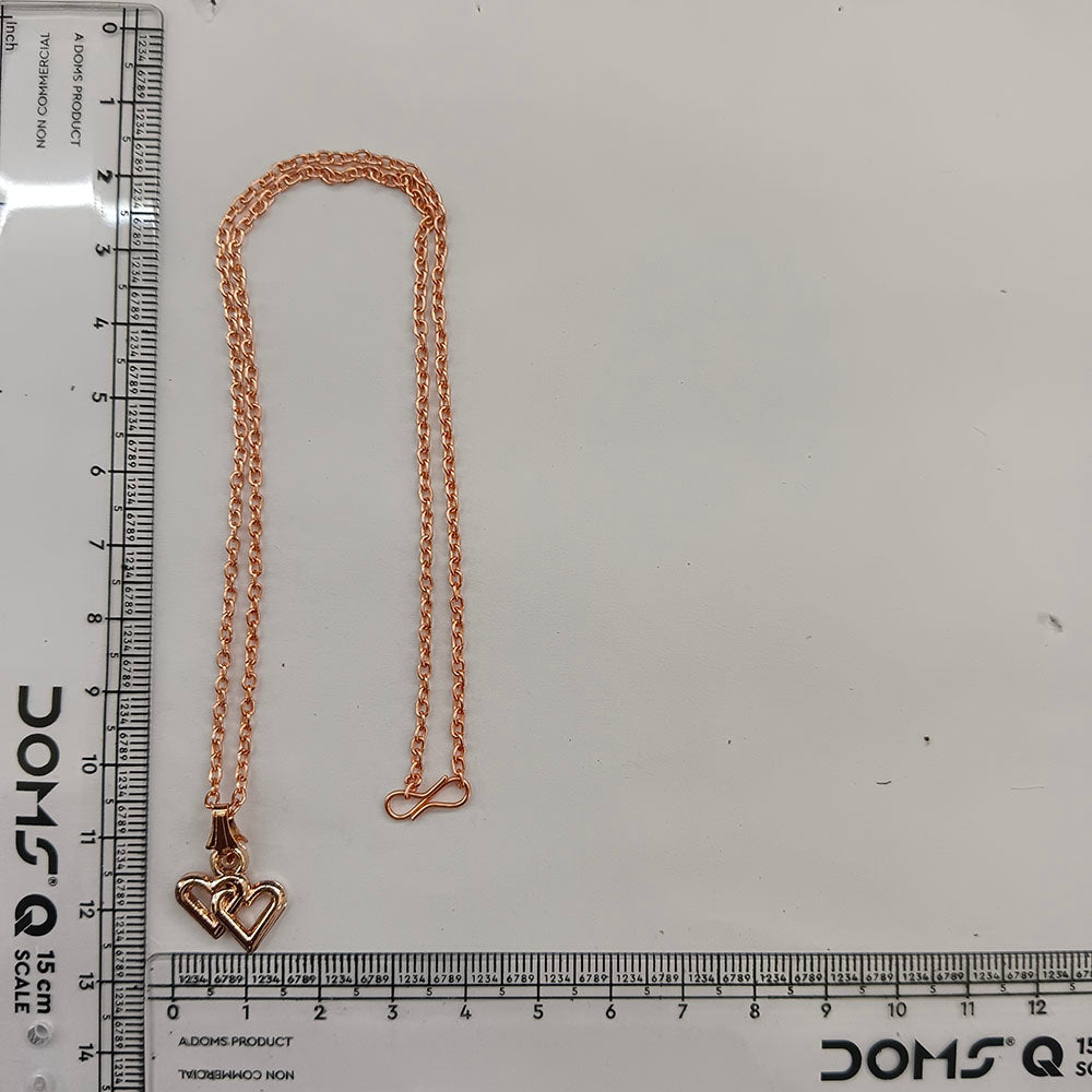 The99Jewel Casual Rose Gold Plated Double Heart Shape Pendant Chain for Women