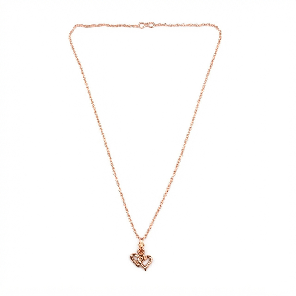 The99Jewel Casual Rose Gold Plated Double Heart Shape Pendant Chain for Women