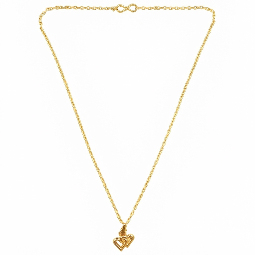 The99Jewel Modern Gold Plated Double Heart Shape Chain Pendant for Women