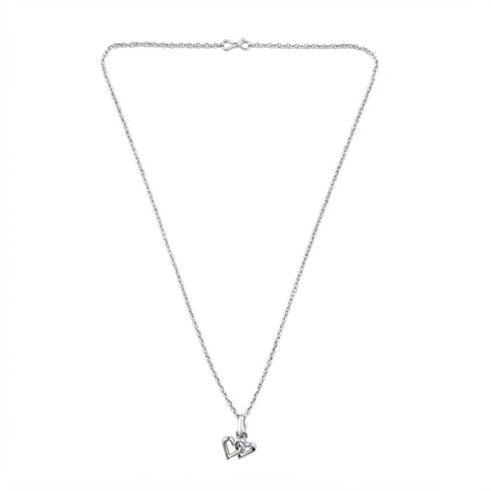 The99Jewel Casual Silver Plated Double Heart Shape Pendant Chain for Women
