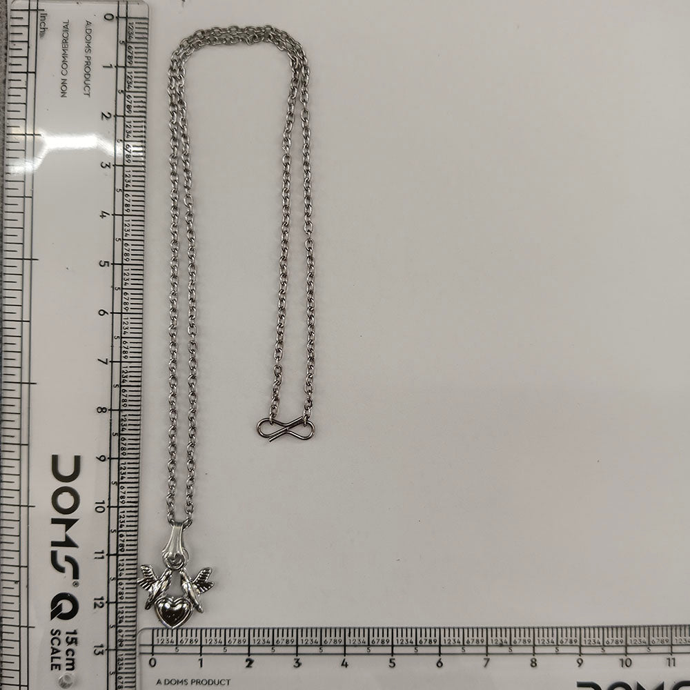 The99Jewel Casual Silver Plated Heart  With Birds Shape Pendant Chain for Women
