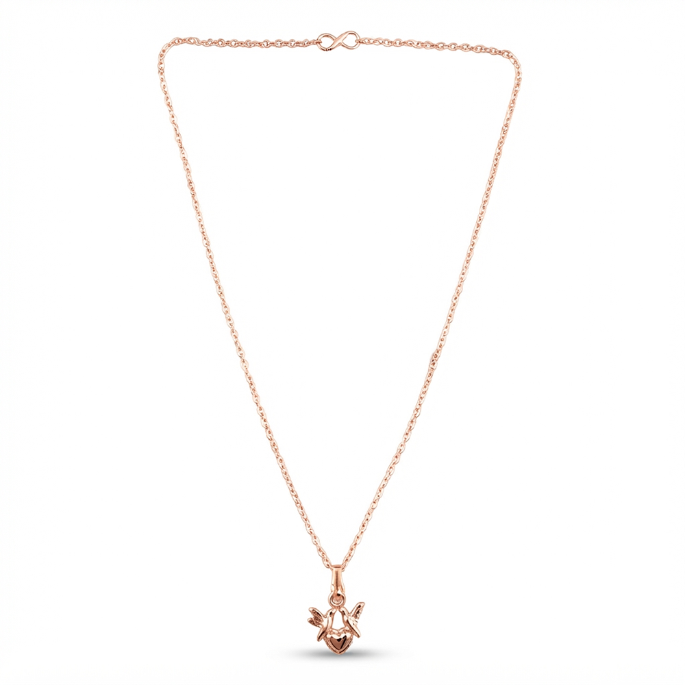The99Jewel Casual Rose Gold Plated Heart  With Birds Shape Pendant Chain for Women