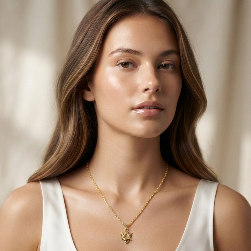 The99Jewel Modern Gold Plated Heart With Birds Shape Chain Pendant for Women 