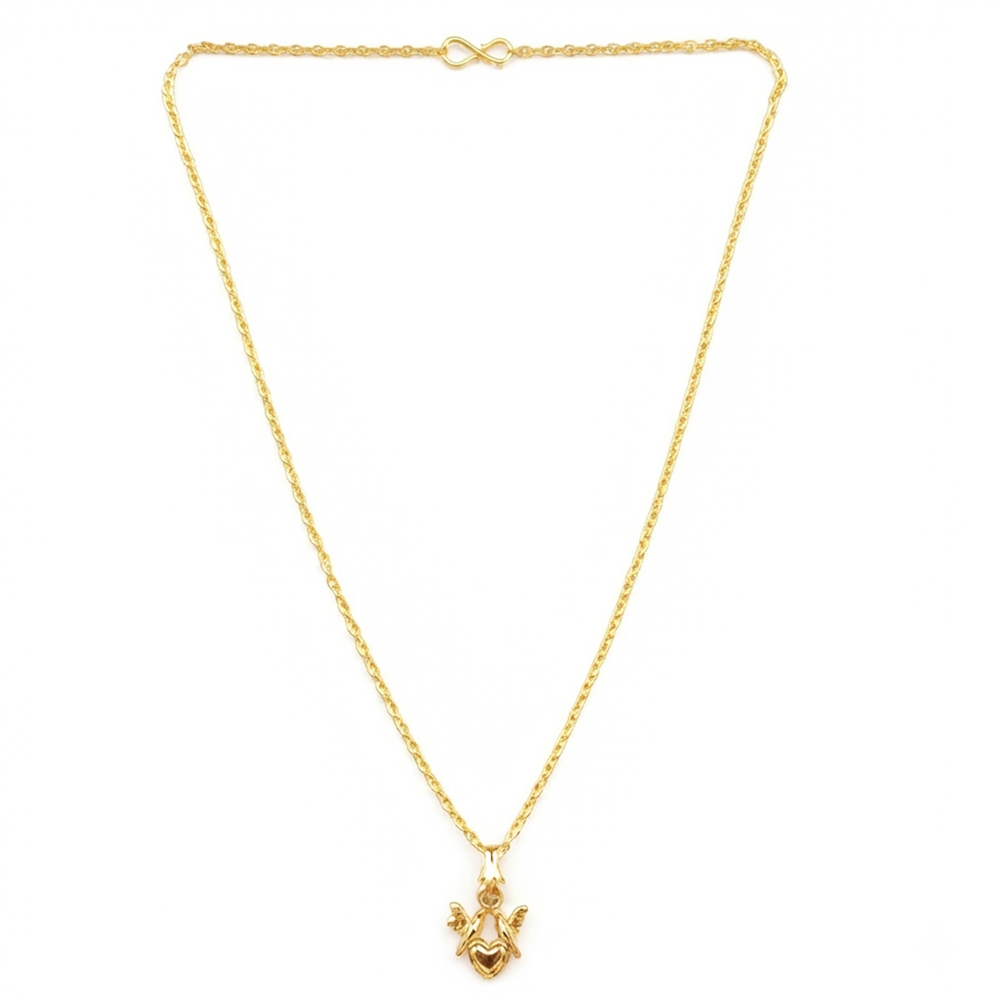 The99Jewel Modern Gold Plated Heart With Birds Shape Chain Pendant for Women