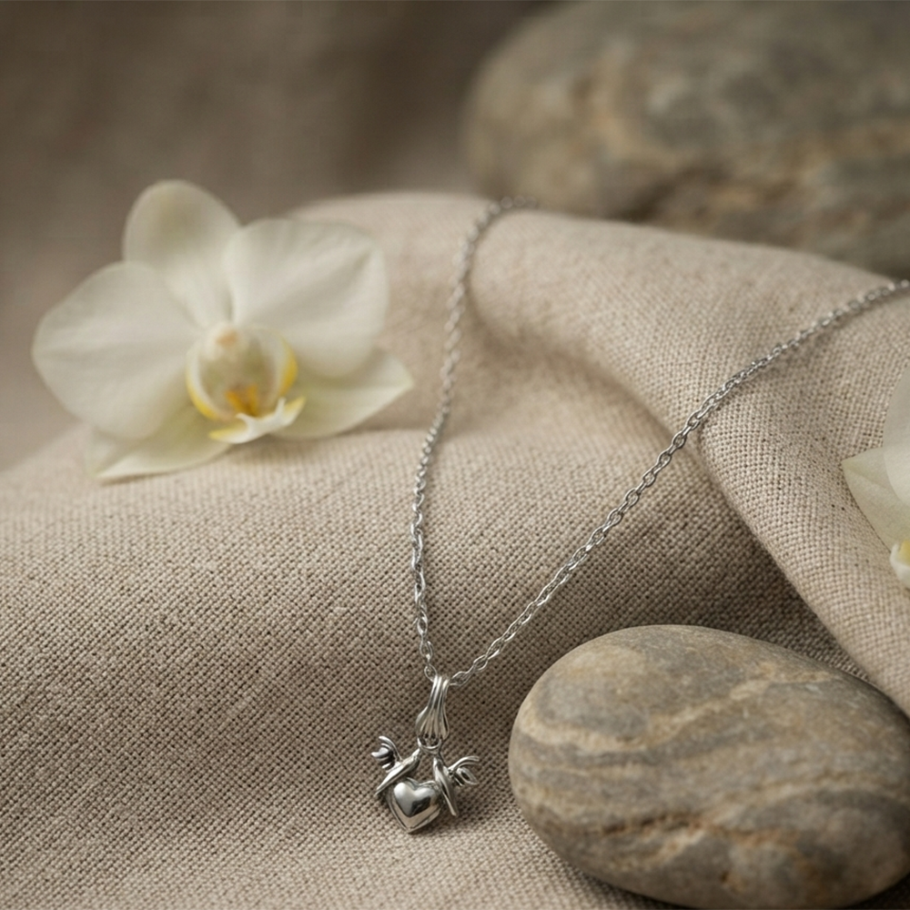 The99Jewel Casual Silver Plated Heart  With Birds Shape Pendant Chain for Women